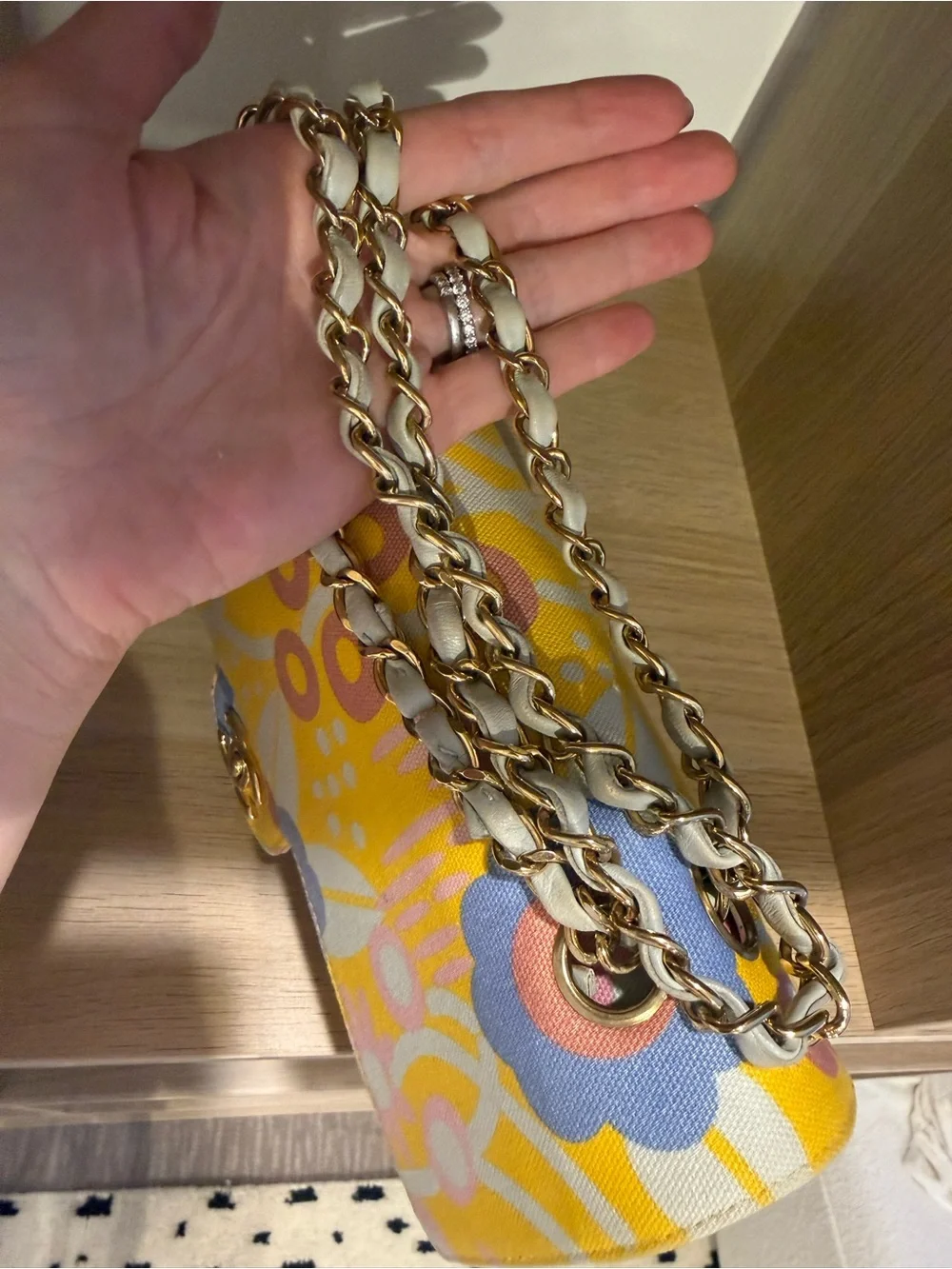 Chanel classic double flap Floral Shoulder Bag with Gold Hardware